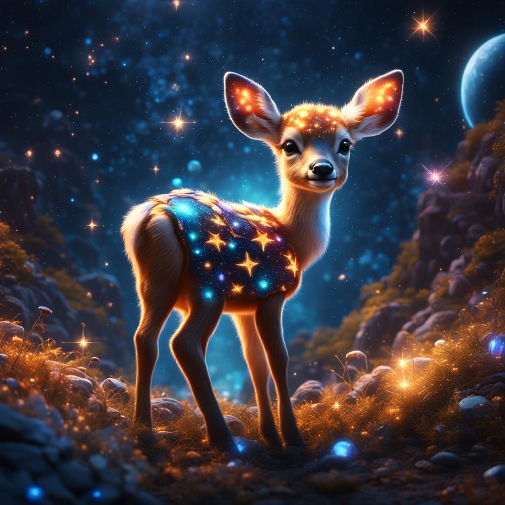 Baby Deer as Galaxy Star: Fantasy Concept Art