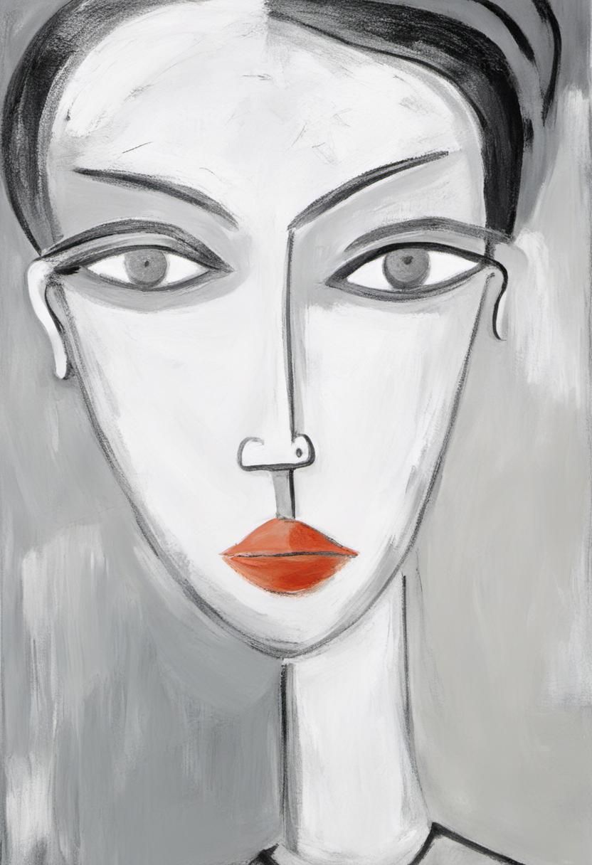 Melancholic Female Portrait in Cubist Style