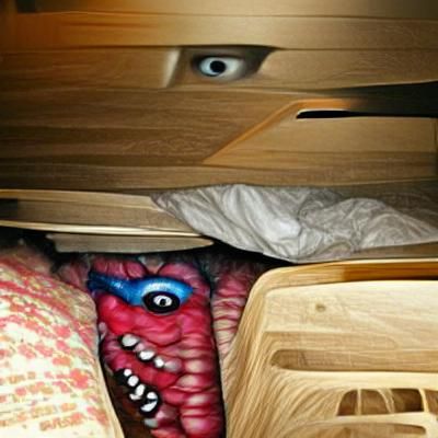 Cartoon Monster Hiding Under the Bed
