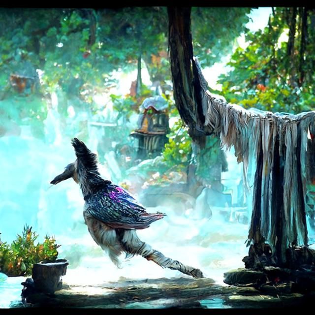 Dancing Kenku in Hyperrealistic Fantasy Style