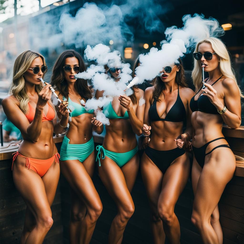Women Vaping at Summer Club
