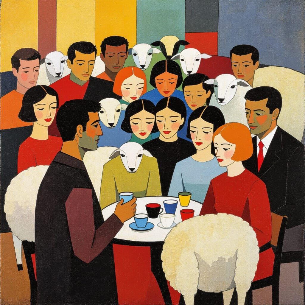 Figurative Art Scene Inspired by Klee and Schiele