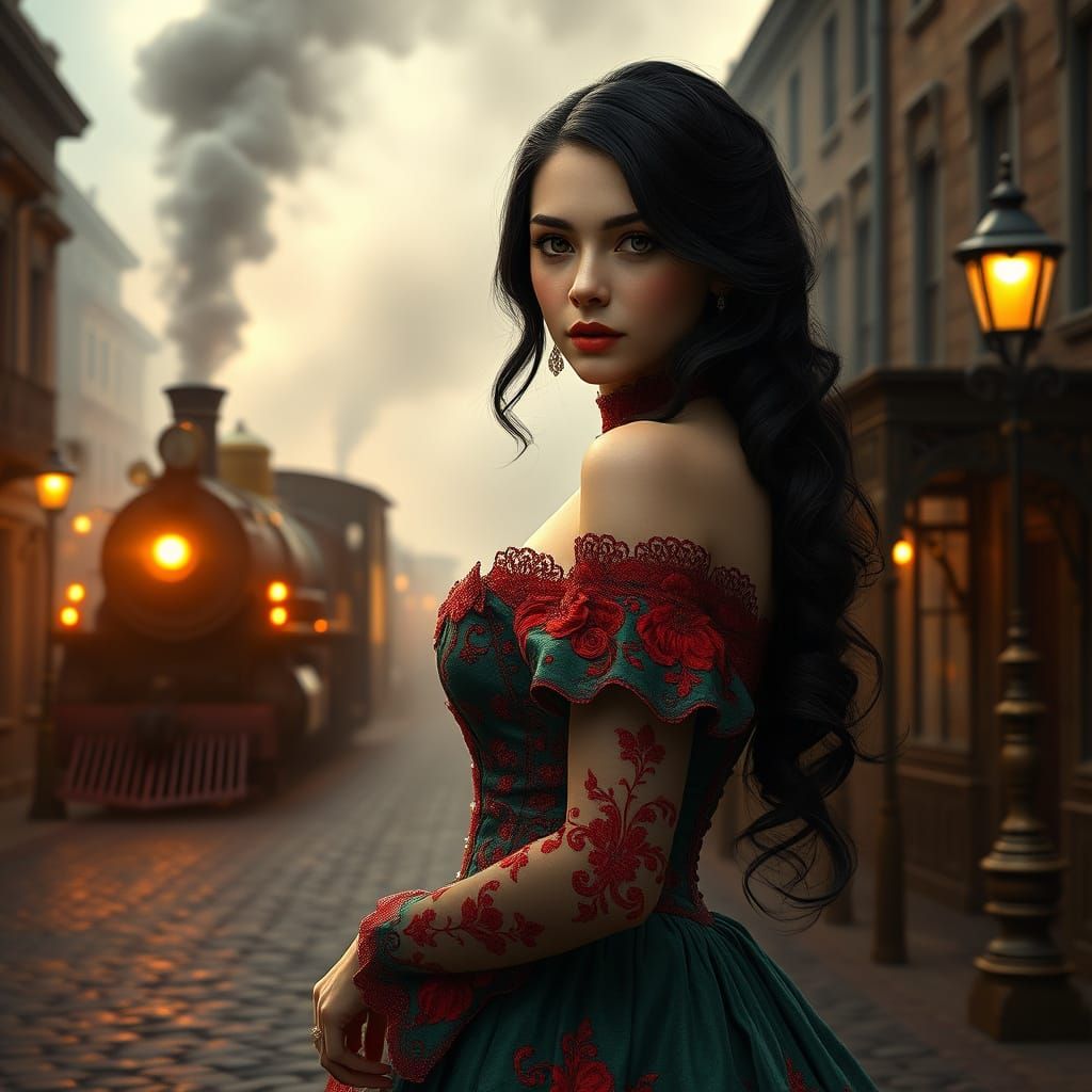 Elegant Victorian Lady in Historic Setting
