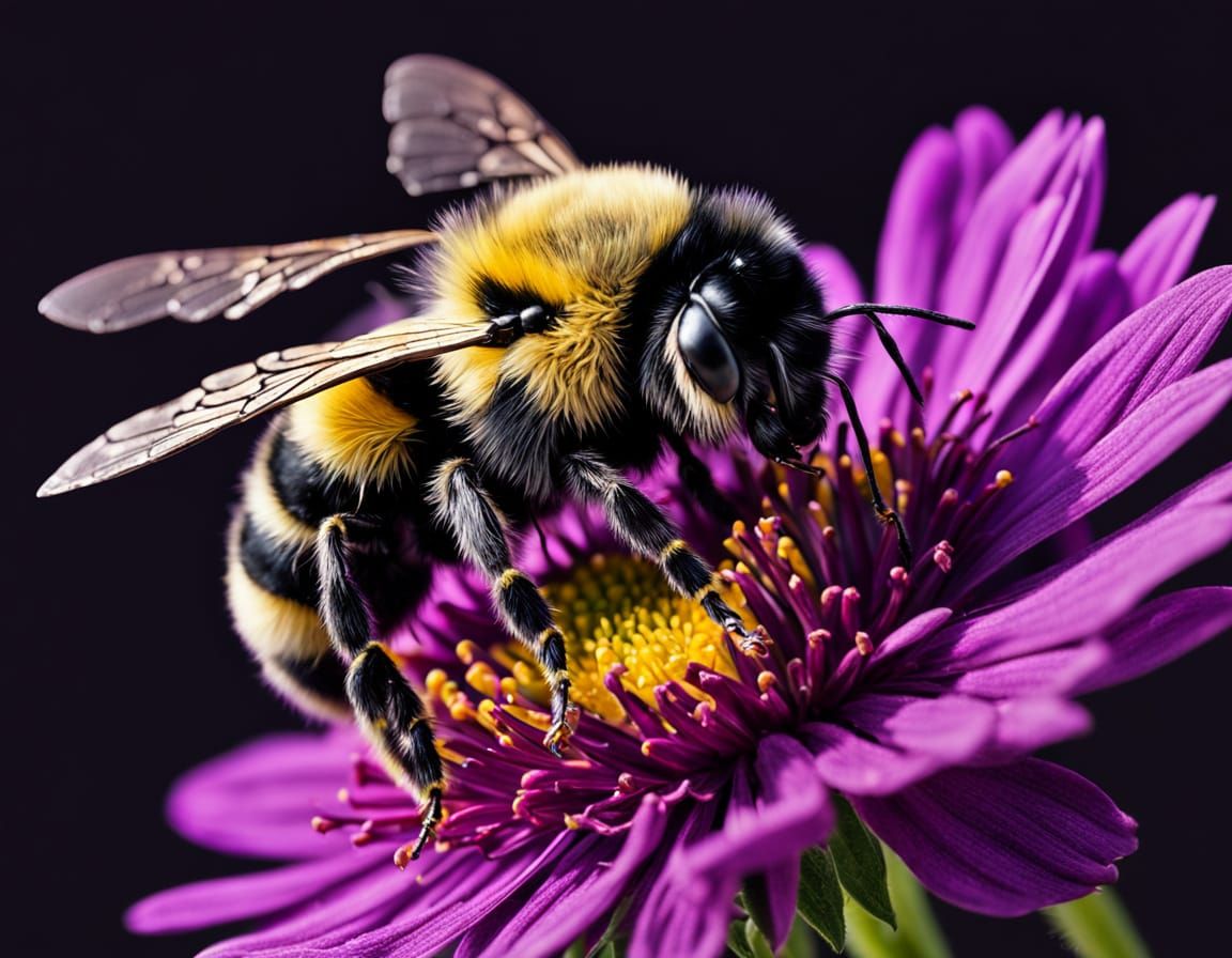 Vibrant Bumblebee Amidst Rich Floral Bloom