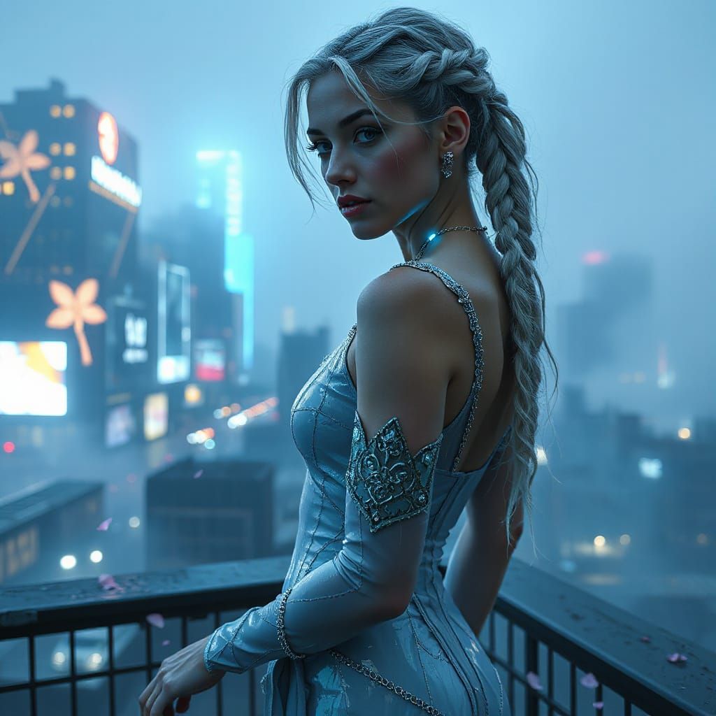 Cyberpunk Goddess of Neon Dreams