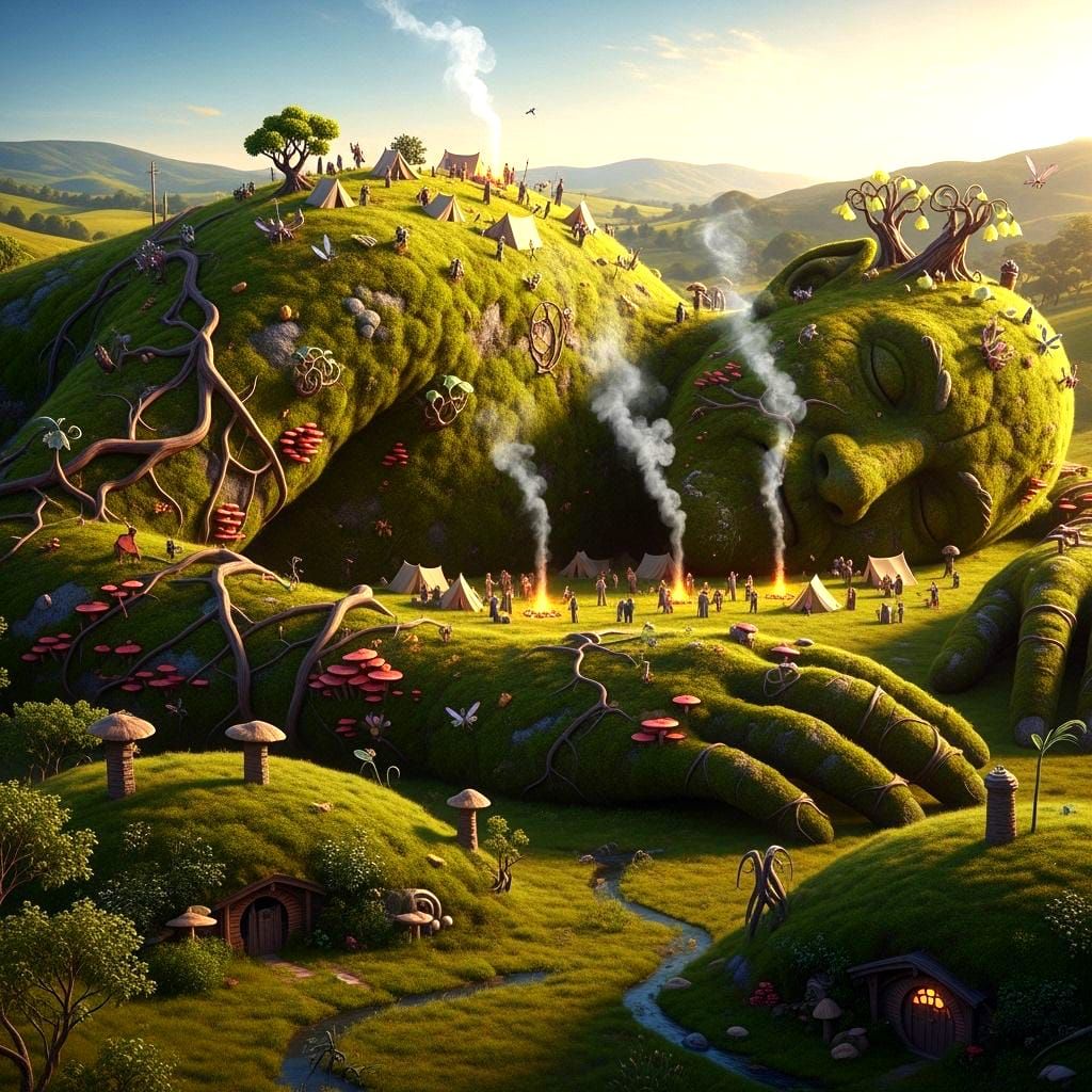 Moss Giant Mountain Campsite Inspired by Tolkien