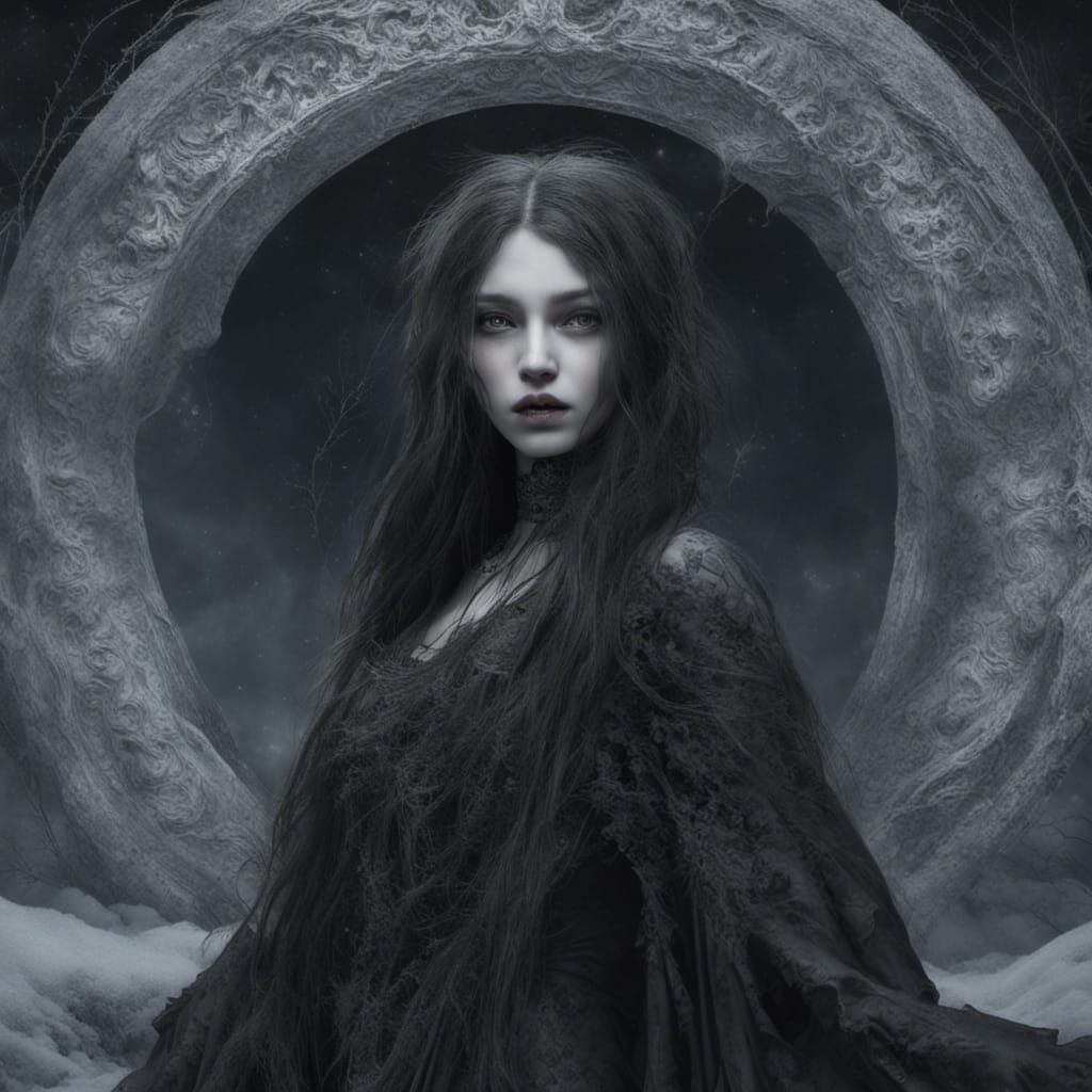 Sinister Screaming Spirit in Snowy Moonlight