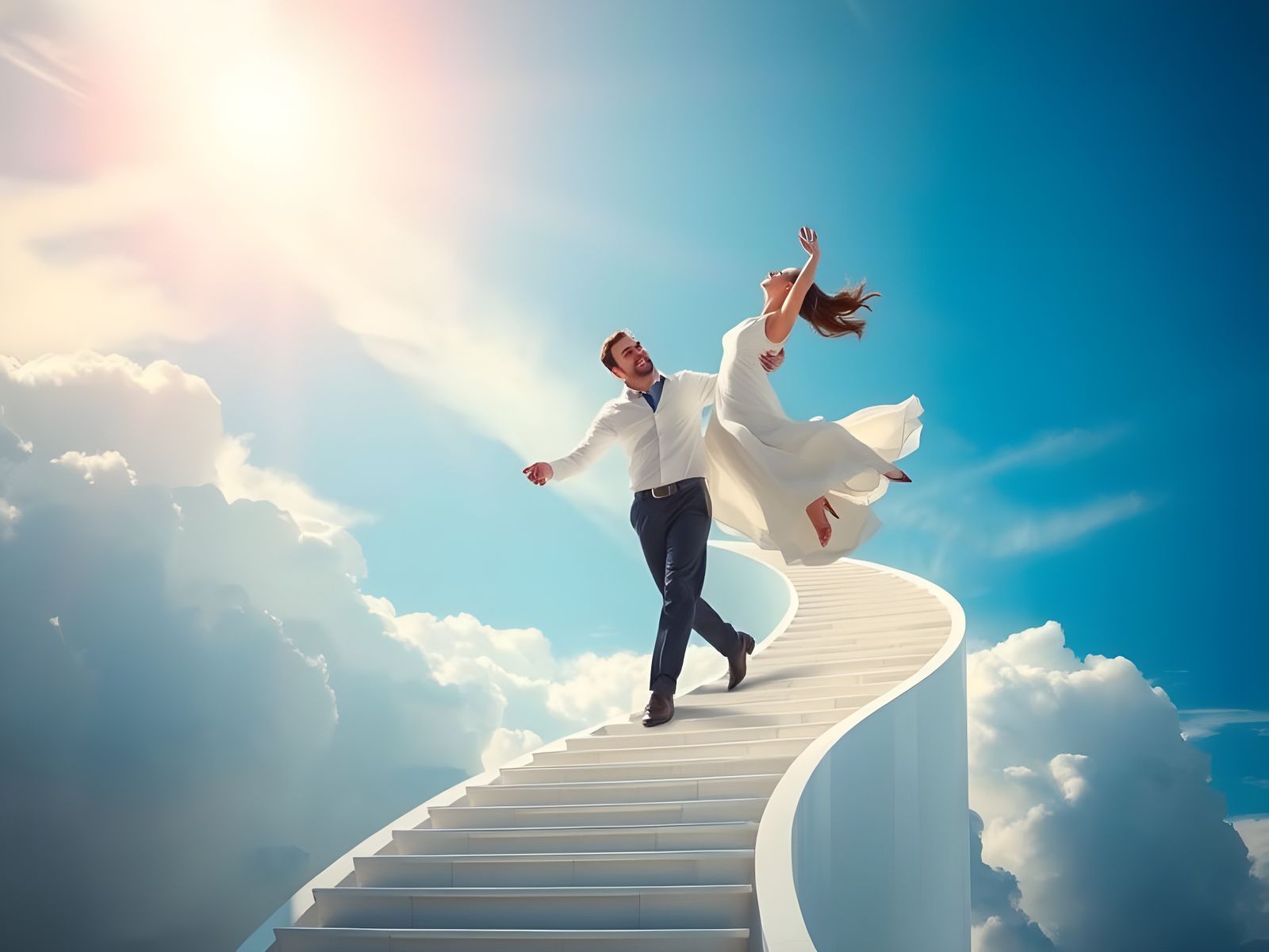 Stairway to Heaven: Man Lifts Woman to the Sky
