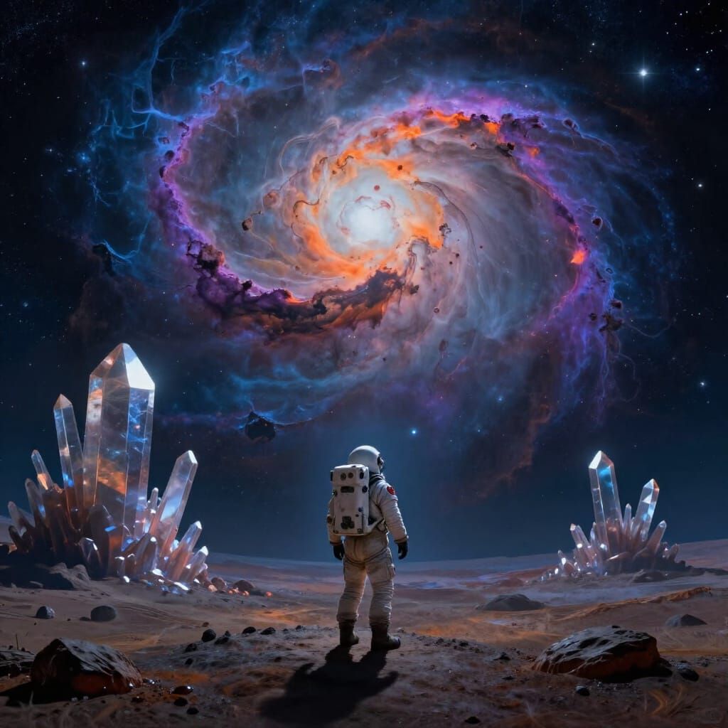 Astronaut Gazes at Alien Nebula in Sci-Fi Concept Art