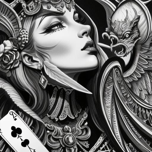 Queen of Ace Kissed by Devil: Vintage Illustration