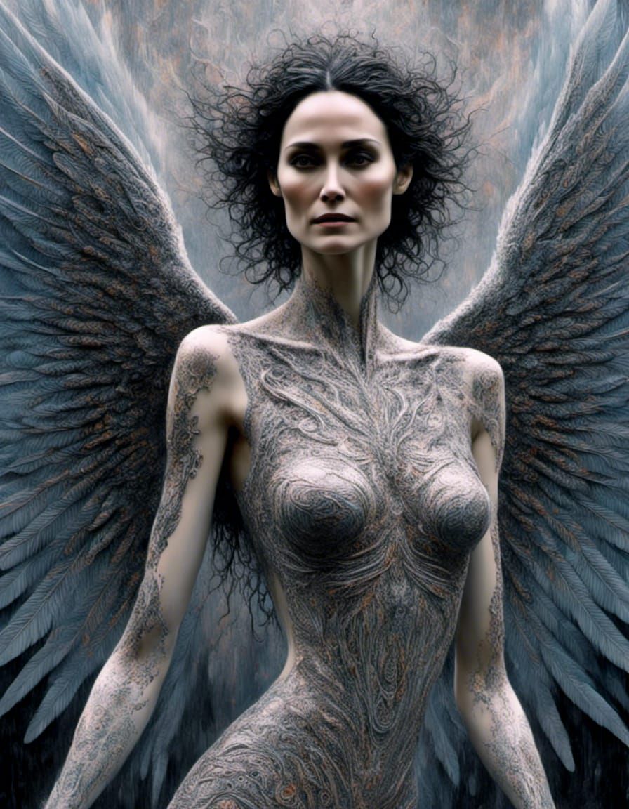 Dark Angel Carrie-Ann Moss with Tribal Tattoos