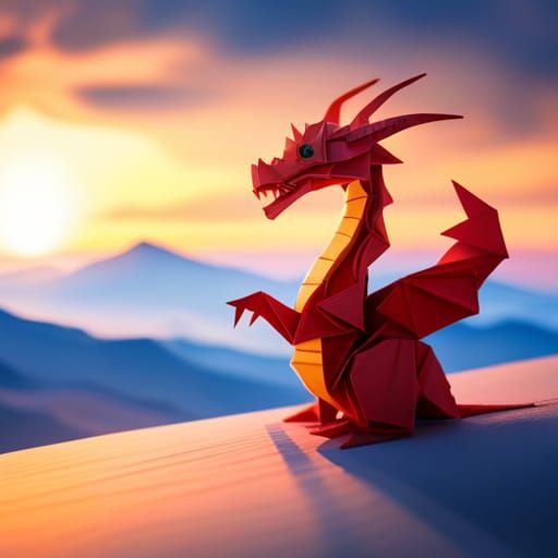 Origami Dragon Papercraft in 8K Resolution