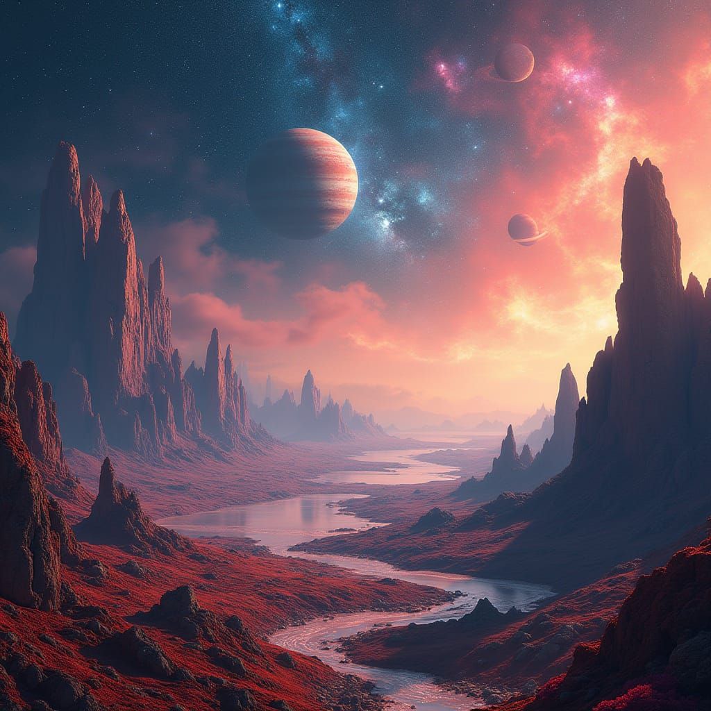 Cosmic Vistas: Hyper-Realistic, 3D-Rendered Worlds and Galax...