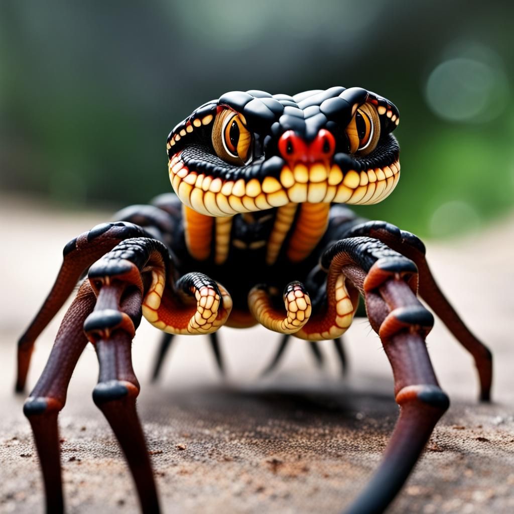 Spider with Snake Head Legs: Monstrous Hybrid