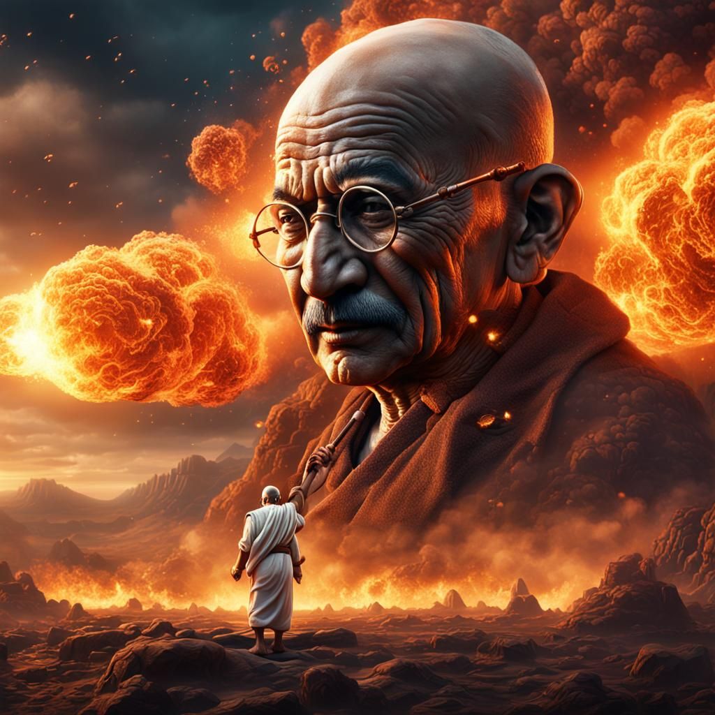 Gandhi Fires a Nuclear Weapon: Detailed Matte Painting