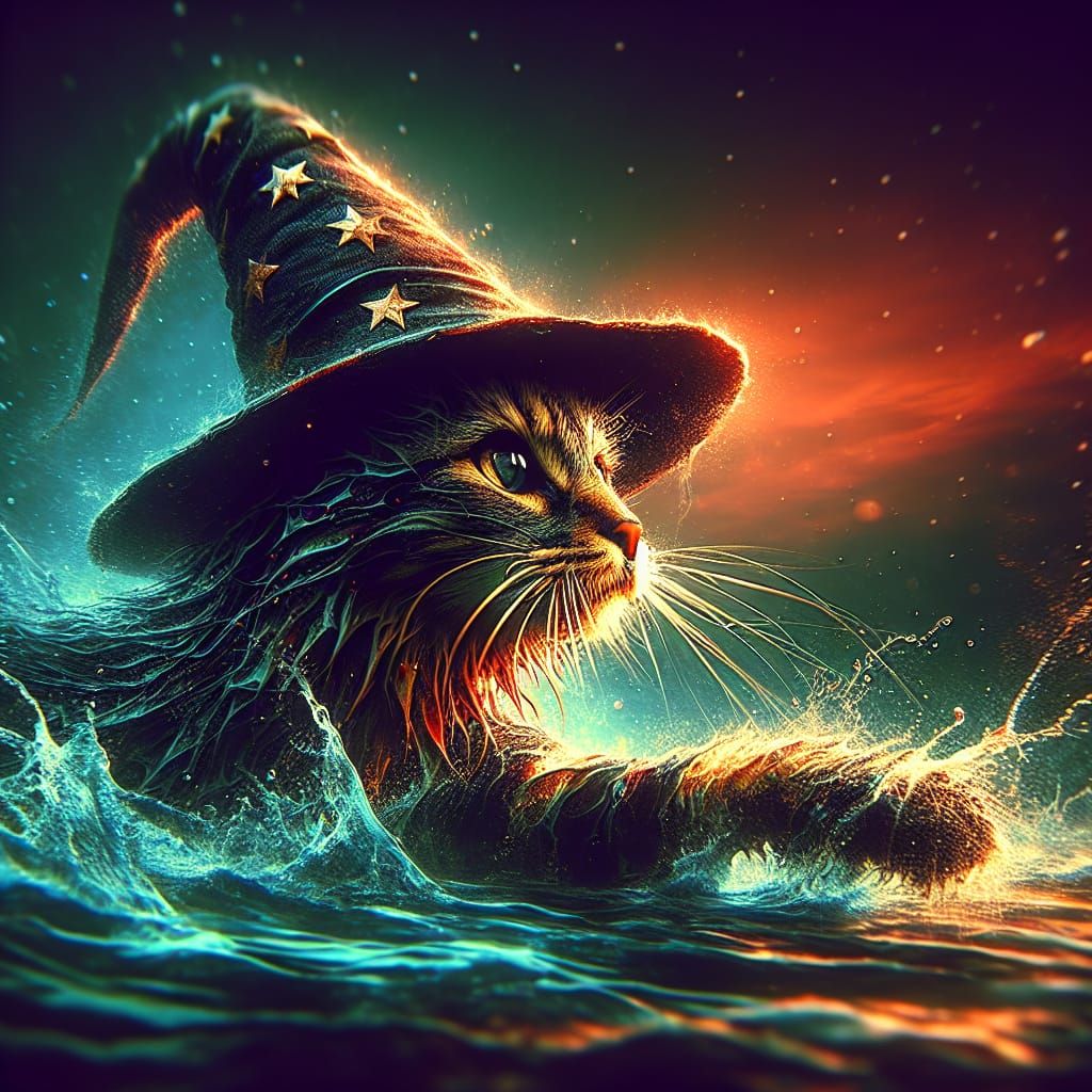 Wizard Cat Emerges: Hyperrealistic 64-Megapixel Image