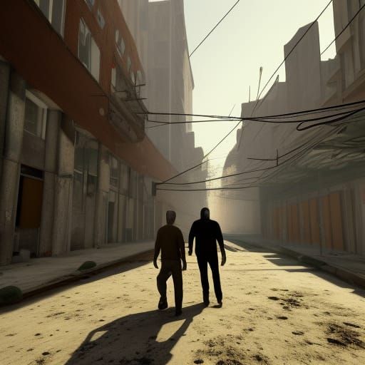 Man Walking in Abandoned City: Unreal Engine Art