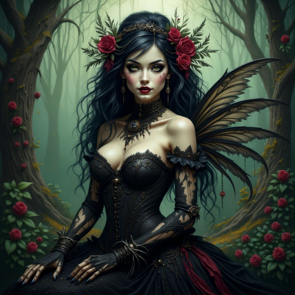 Enchanting Skeleton Fairy in Dark Fantasy Forest