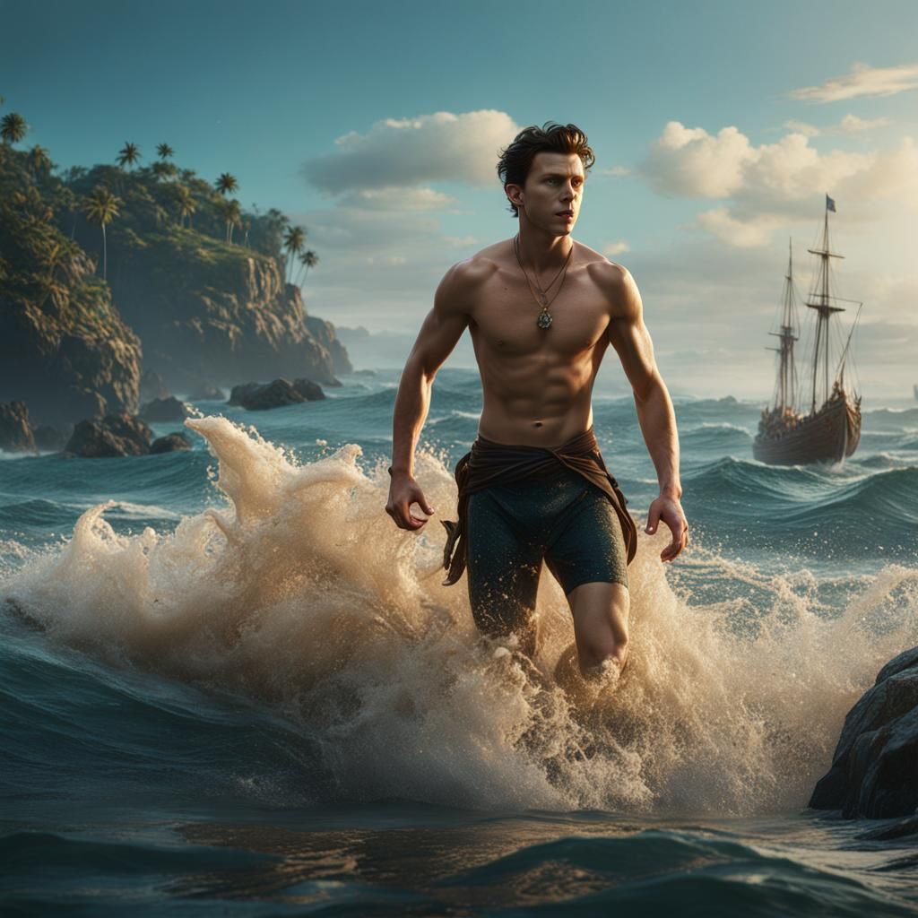 Tom Holland Emerges from the Sea: Detailed Matte Painting