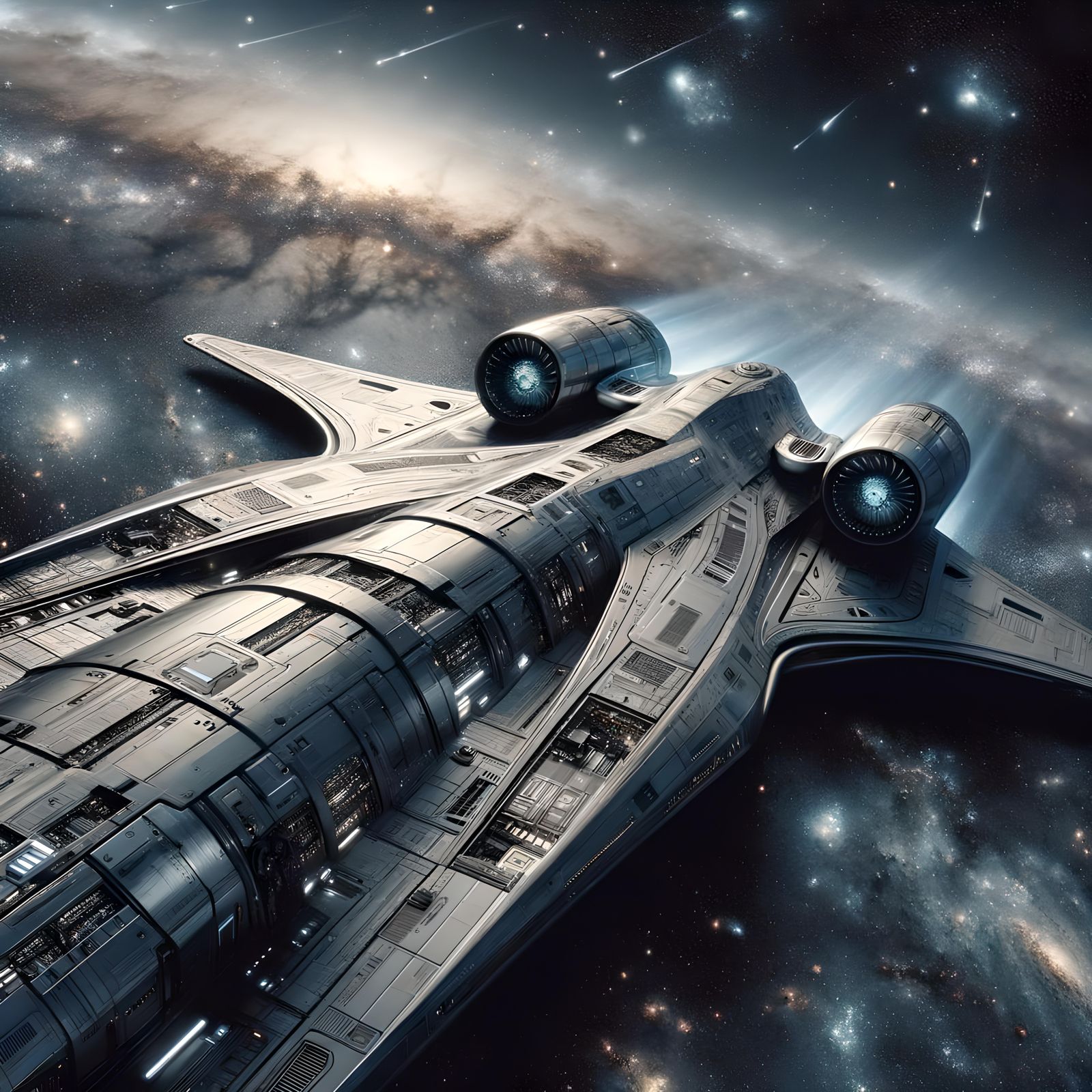 Futuristic Spaceship Soars Through the Cosmos