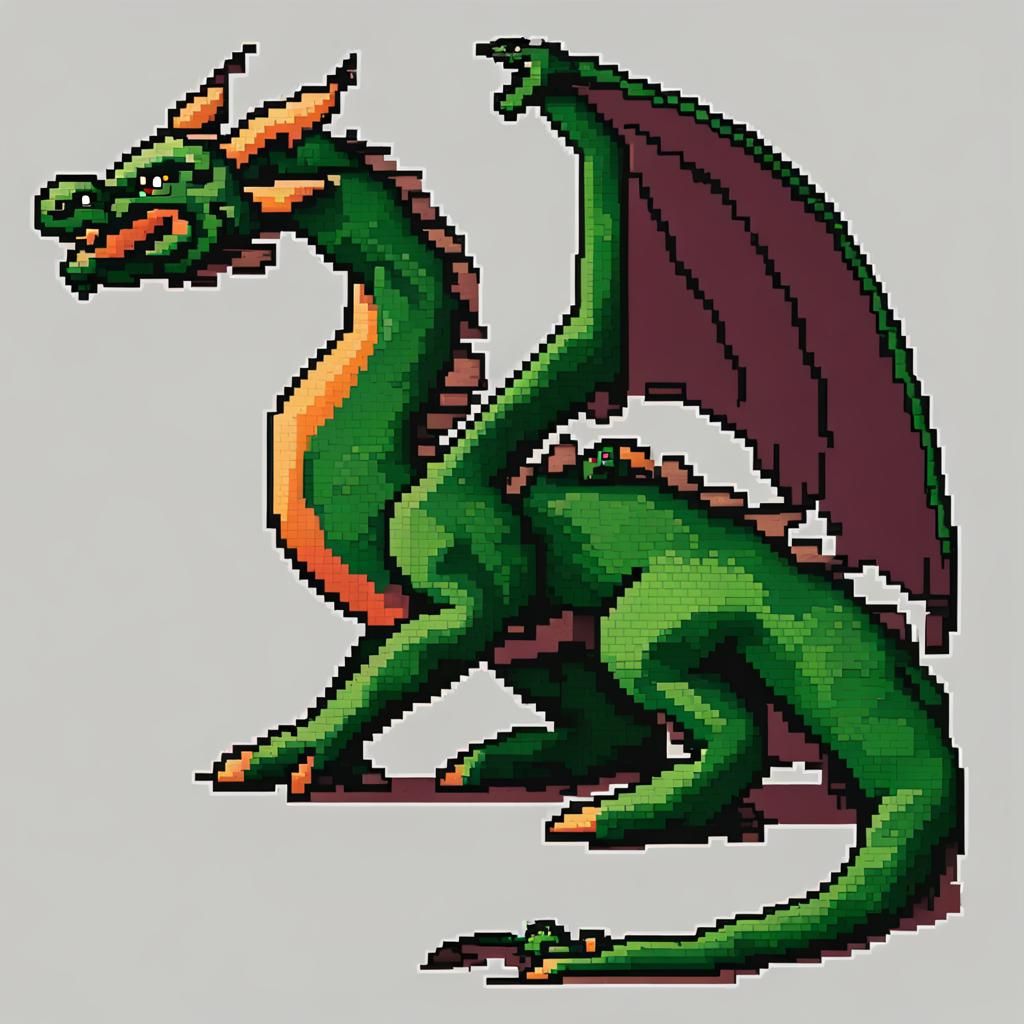 Green Dragon in Pixel Art Style