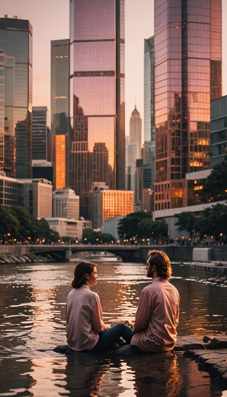 Romantic Sunset River View: Cinematic Landscape Photography
