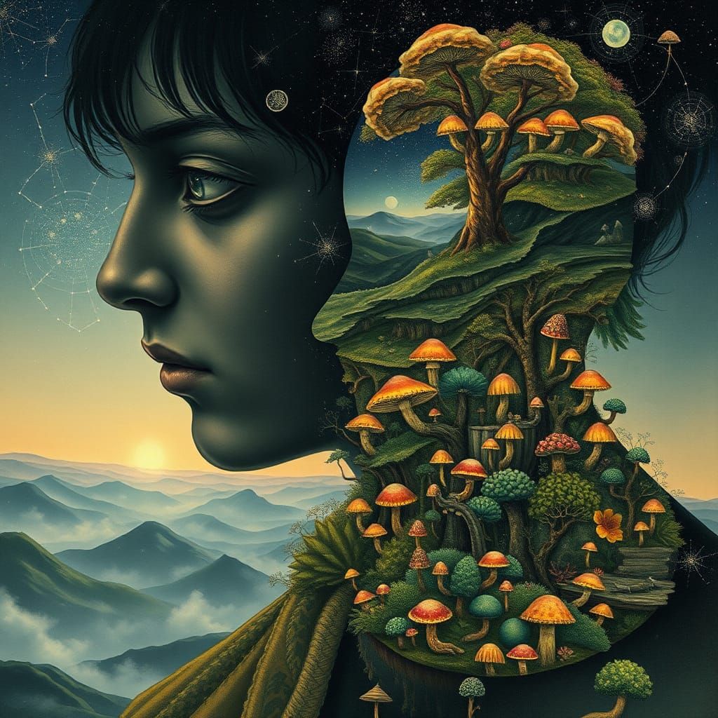 Ethereal Mindscape: Surreal Concept Art in Mixed Media