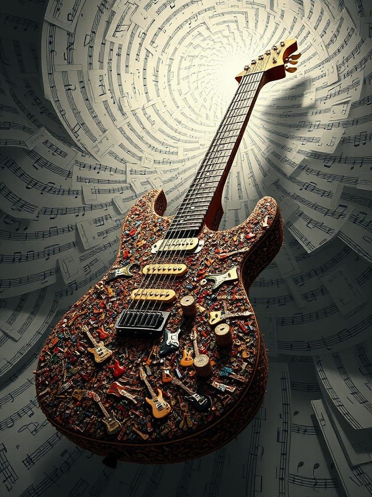 Surreal Masterpiece of Infinite Electric Guitars and Musical...