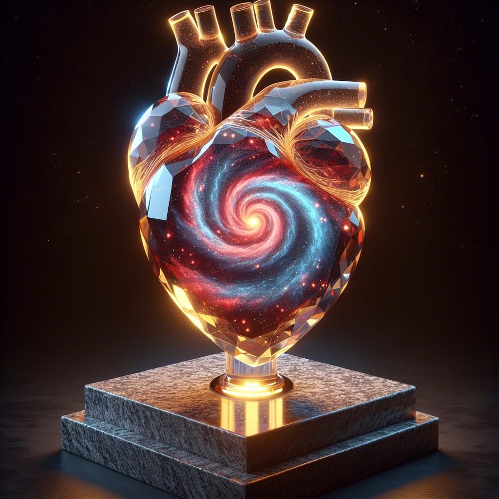 Crystal Heart Galaxy in Anime-Inspired 3D Render