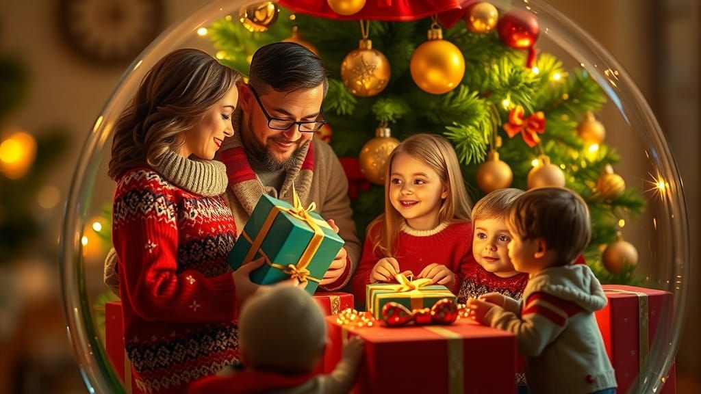 Loving Christmas Family Scene in Cinematic Realism