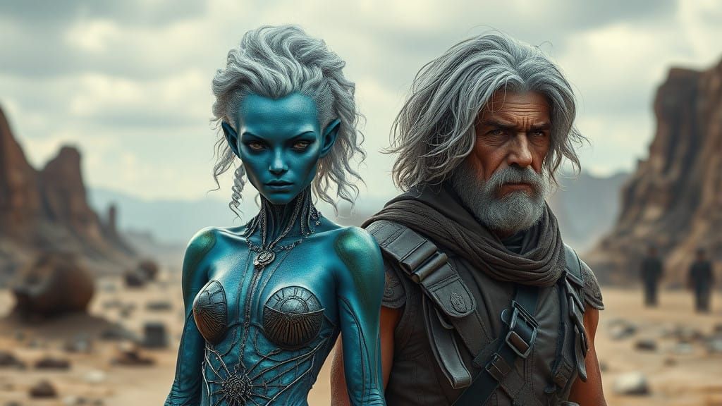 Stunning Alien Girl Meets Human Man in Desolate Sci-Fi Lands...