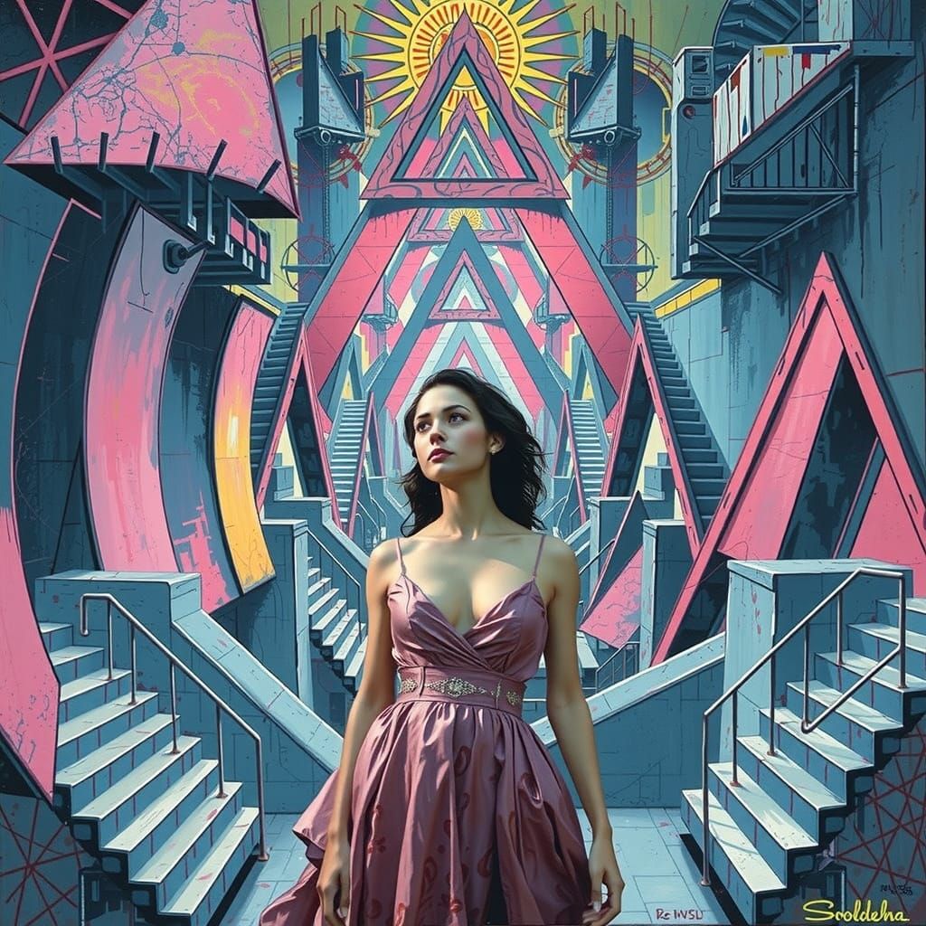 Impossible Geometric Shapes in Painterly Surrealism