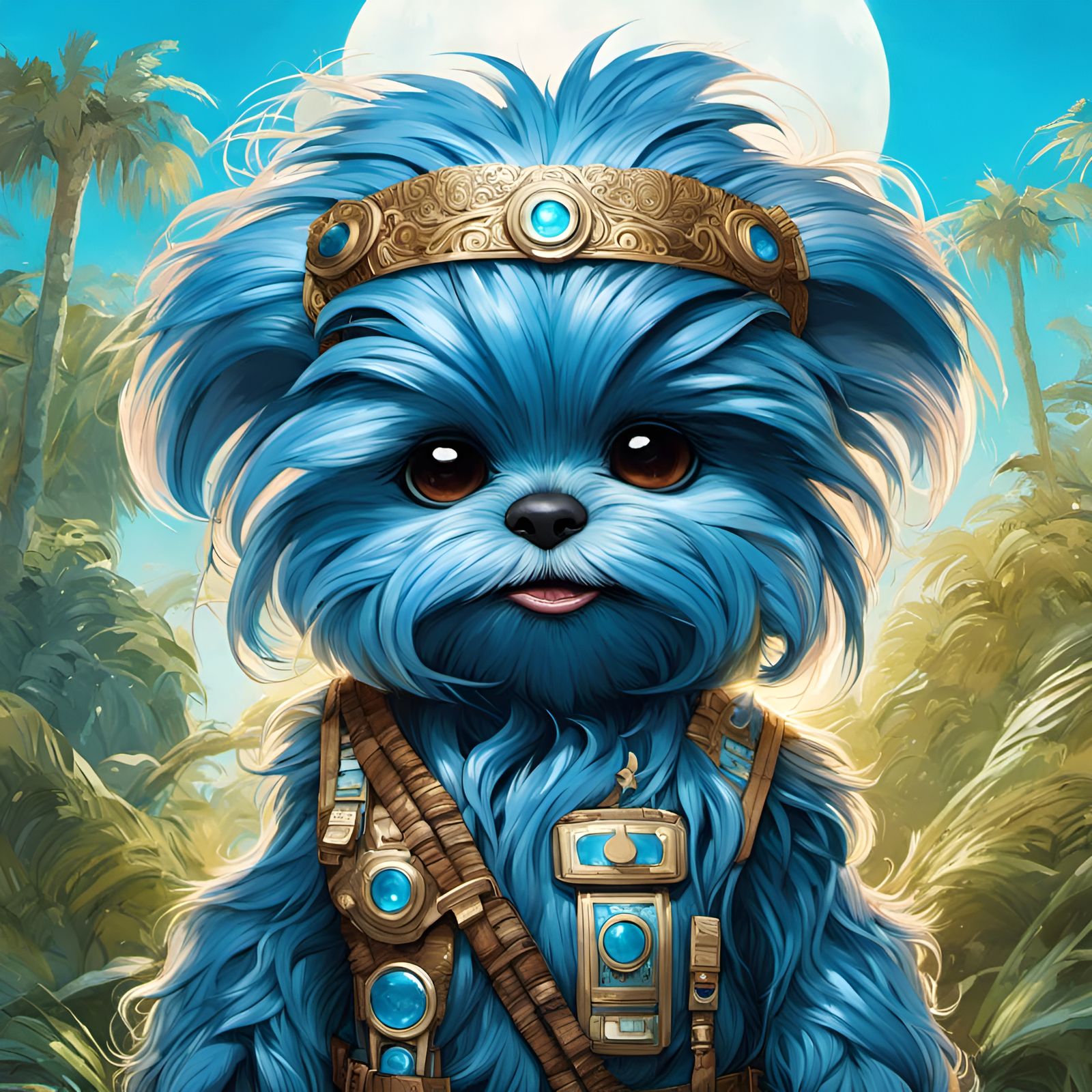 Adorable Chibi Blue Chewbacca Portrait