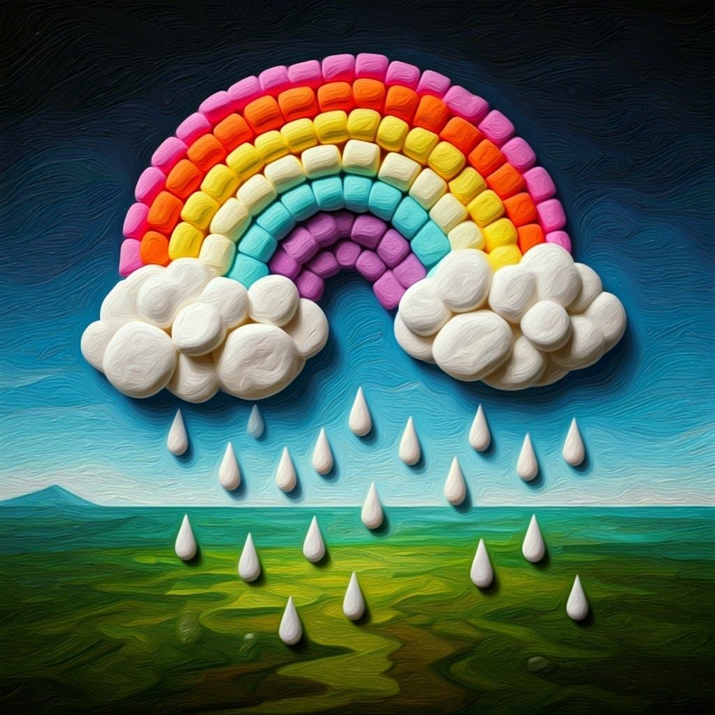 Marshmallow Rainbow Candy Abstract Papercraft Art