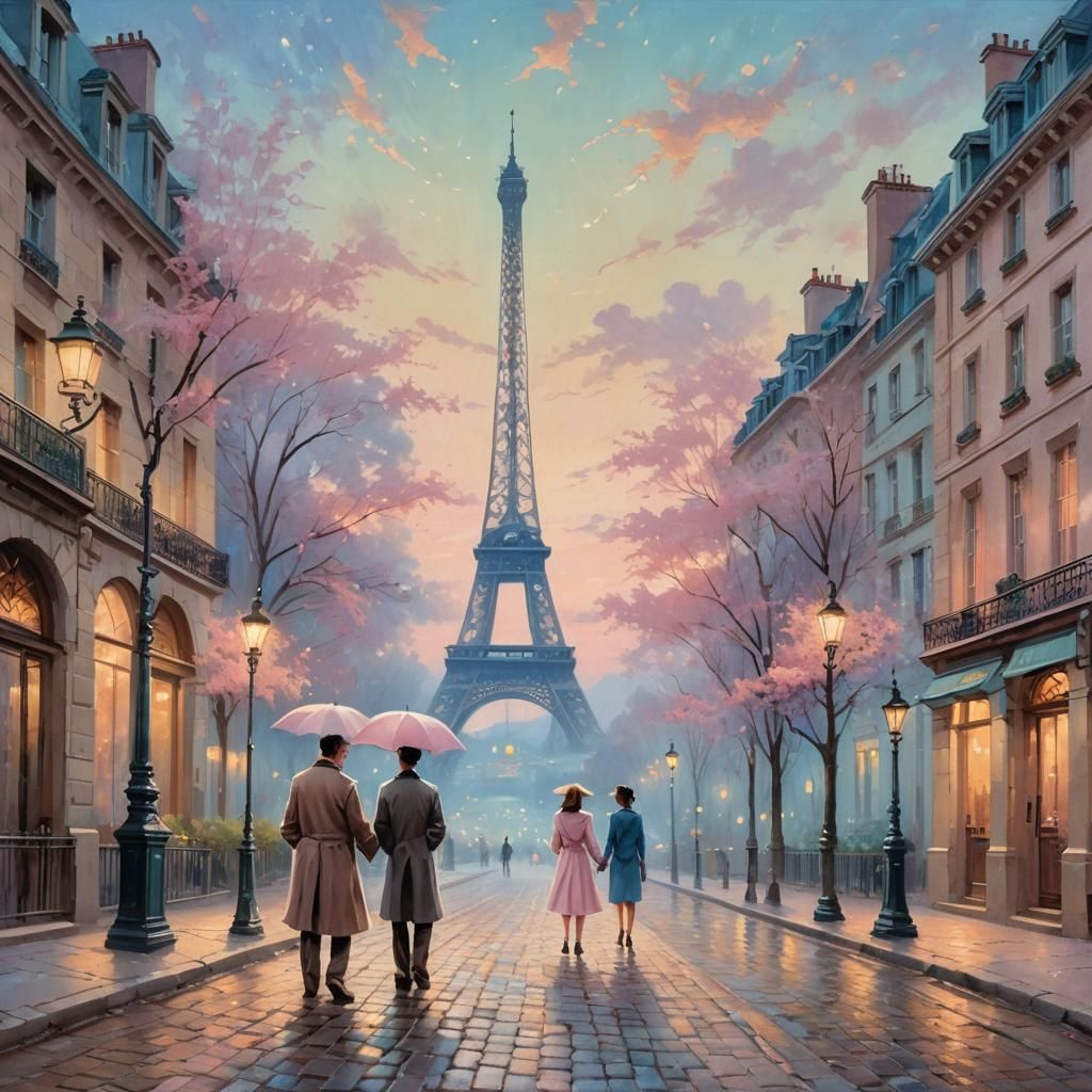 Eiffel Tower Dreamscape in Pastel Oil Painting