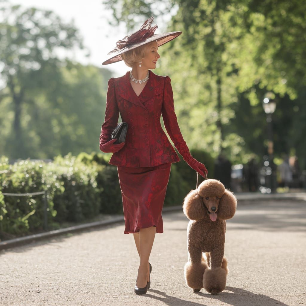 Society Woman Strolls in Haute Couture, Hyde Park, 1960s