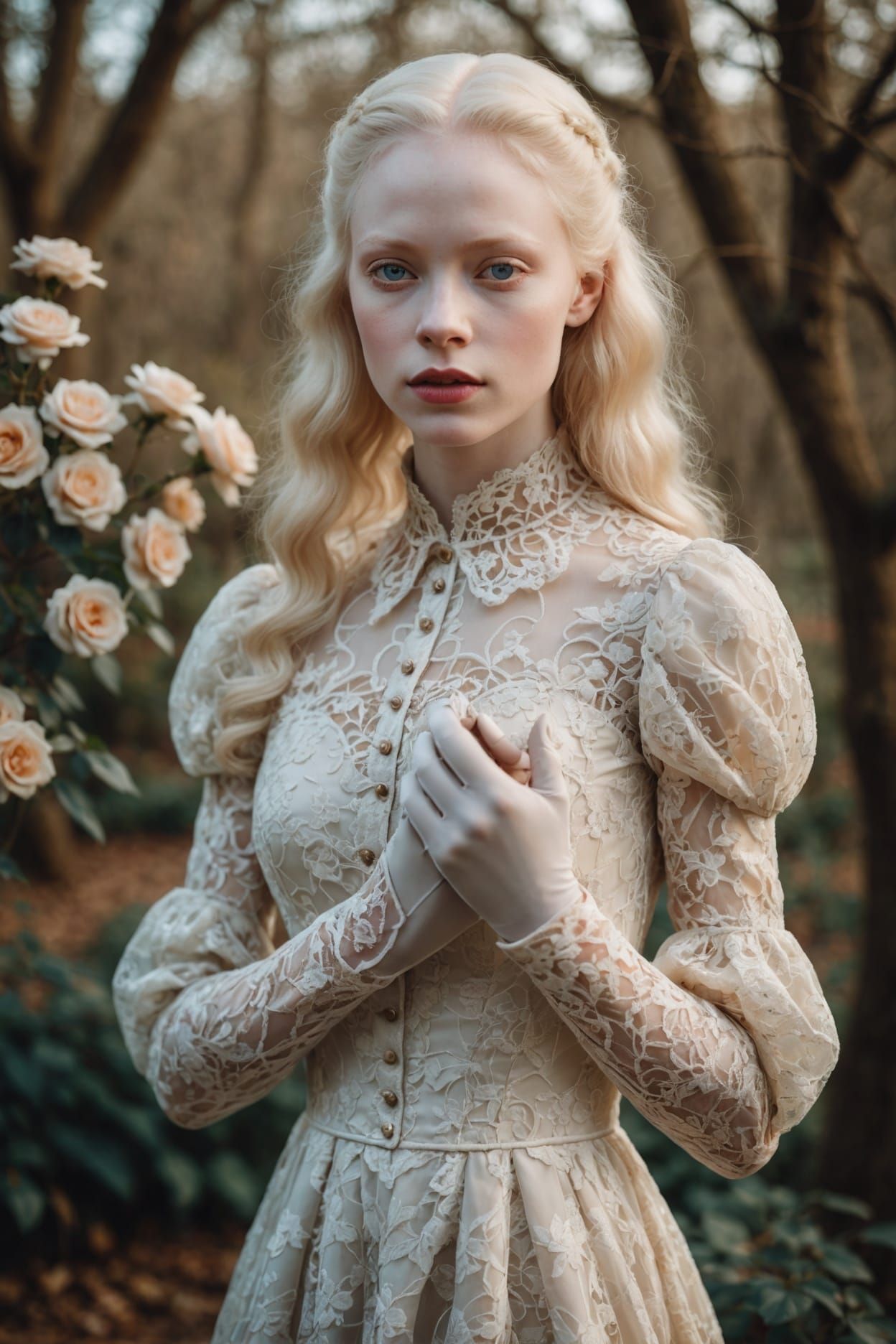 Albino Woman in Victorian Dress, Fine Art Portrait
