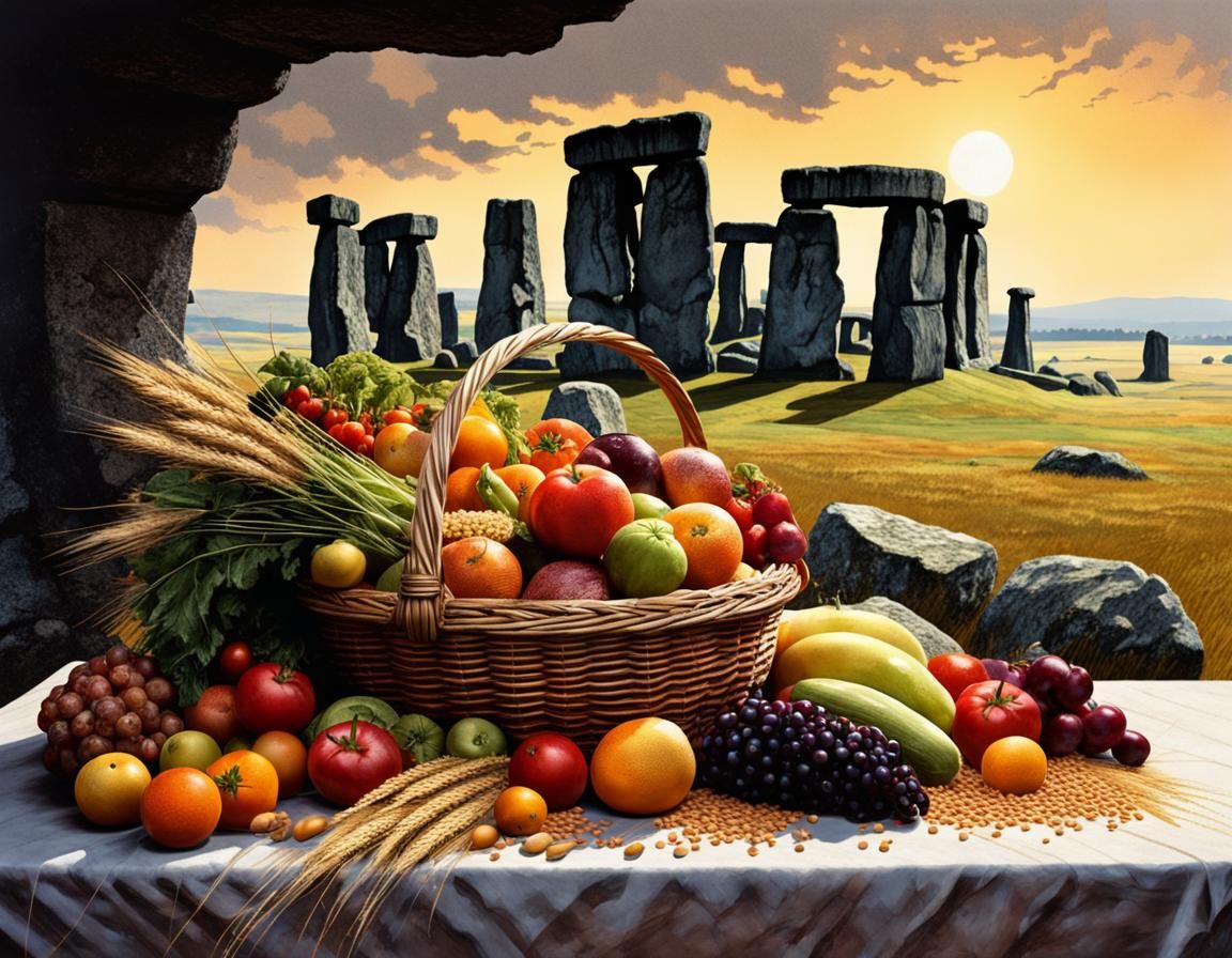 Harvest Basket Still Life with Dramatic Lighting