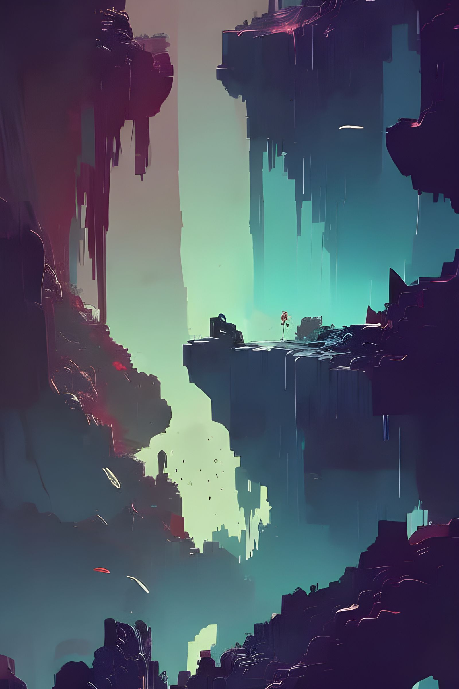 Abyssal Cave to Earth's Center: Digital Illustration