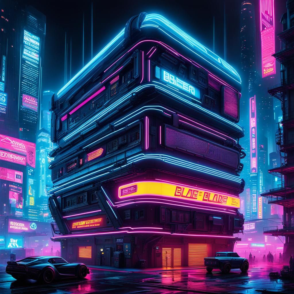 Futuristic Cyberpunk Headquarters: Intricate Conceptual Art