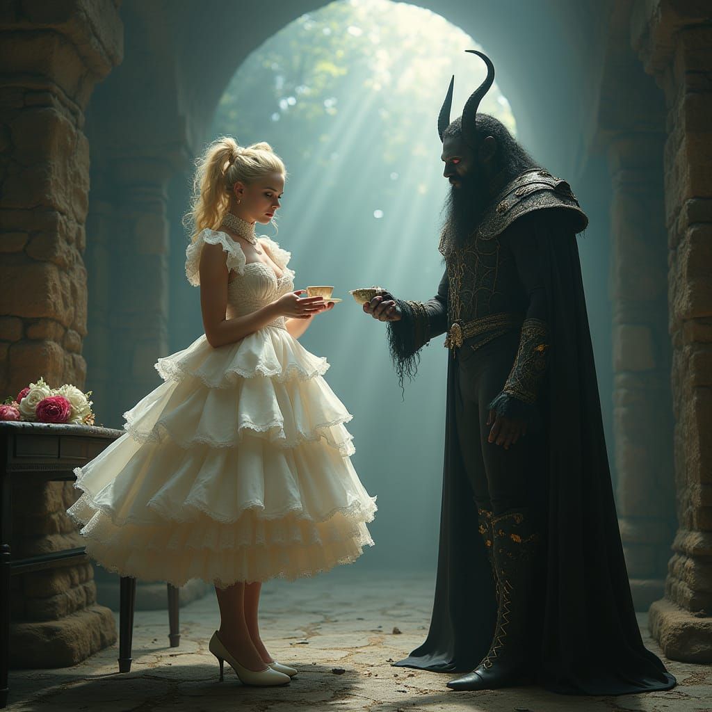 Surreal Encounter of Delicate Human and Brooding Demon King