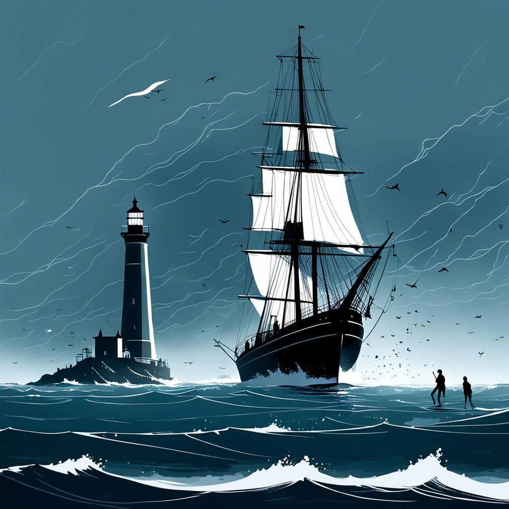 Dramatic Sea Storm in Oil Painting Style