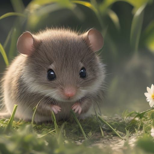 Hyperrealistic Baby Mouse with God Rays
