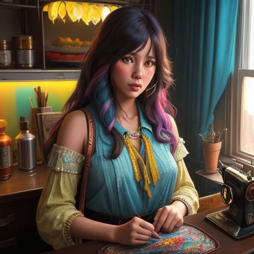 1970s Hippie Chic Sewing in New York