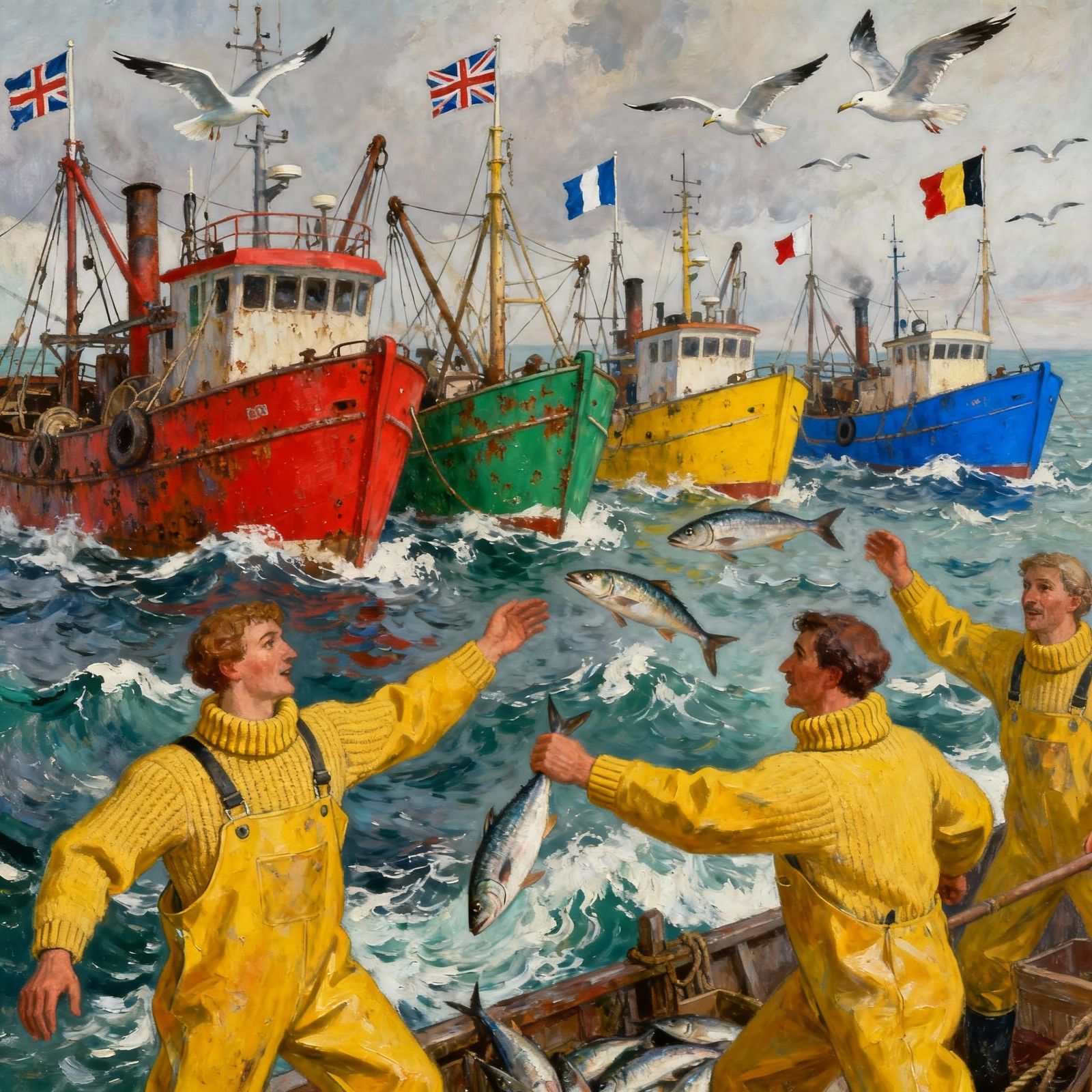 Fishermen Battle Rough Seas in Surreal Nationalist Feud