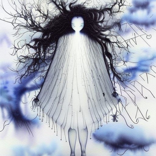 Angelic Robotic Tree in Surrealist Style