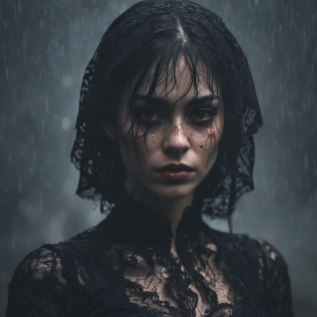 Eerie Woman in Shadows: A Dark Fantasy Portrait