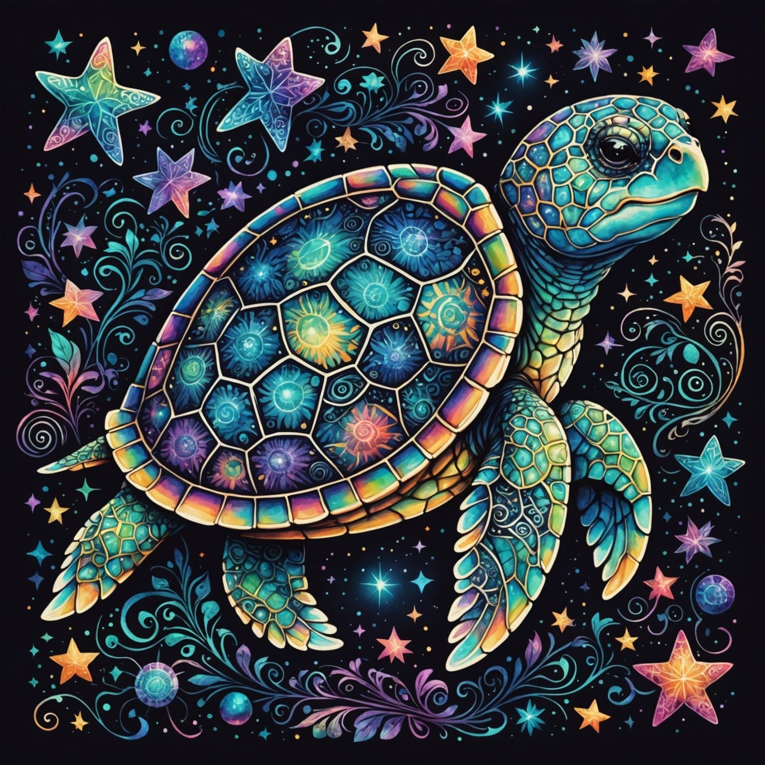 Vibrant Turtle Cosmic Encounter