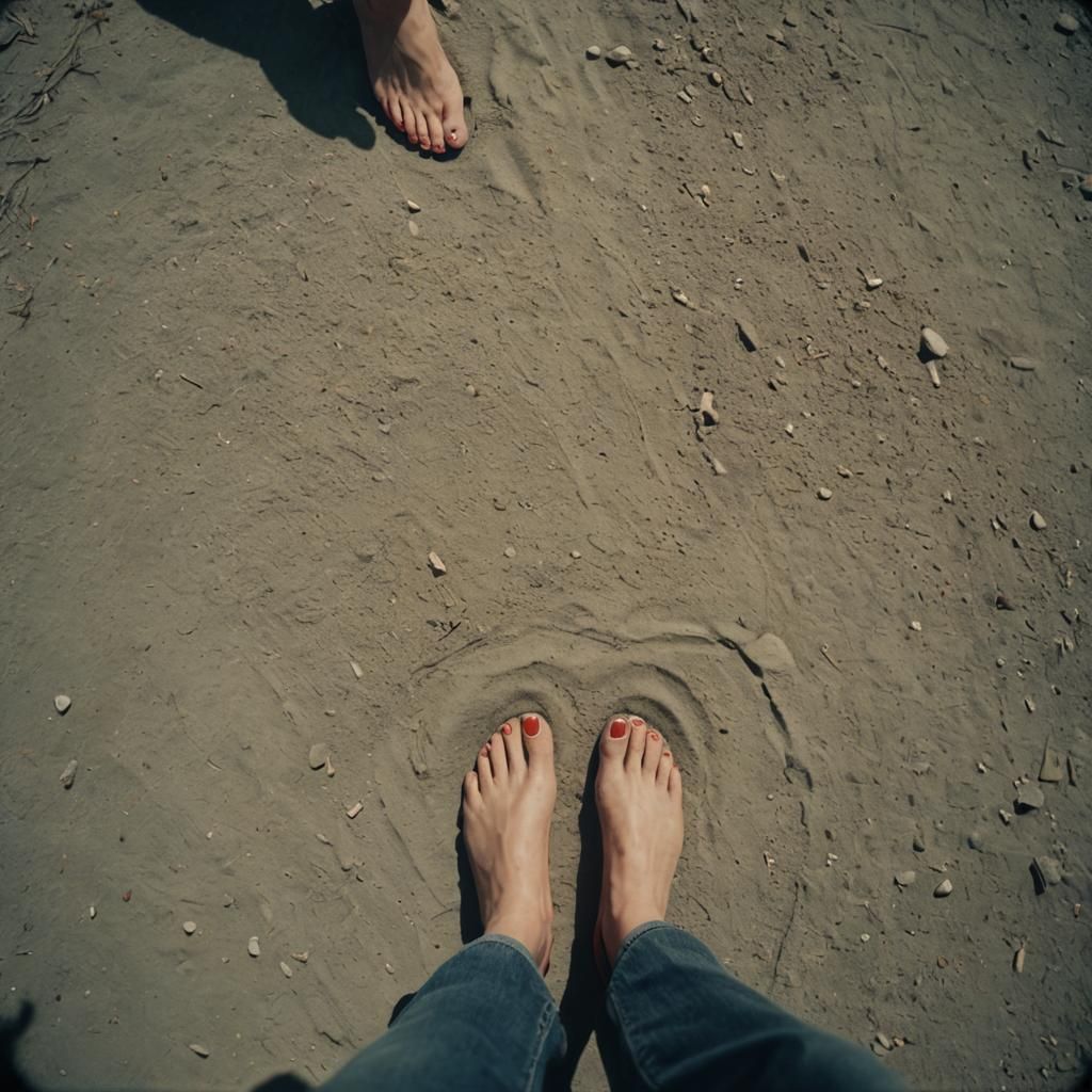 Cinematic Film Still of Woman's Feet