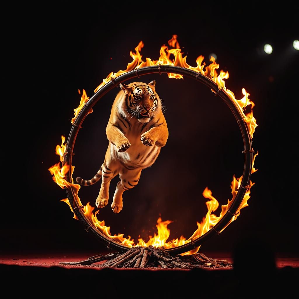 Tiger Jumps Through Ring of Fire